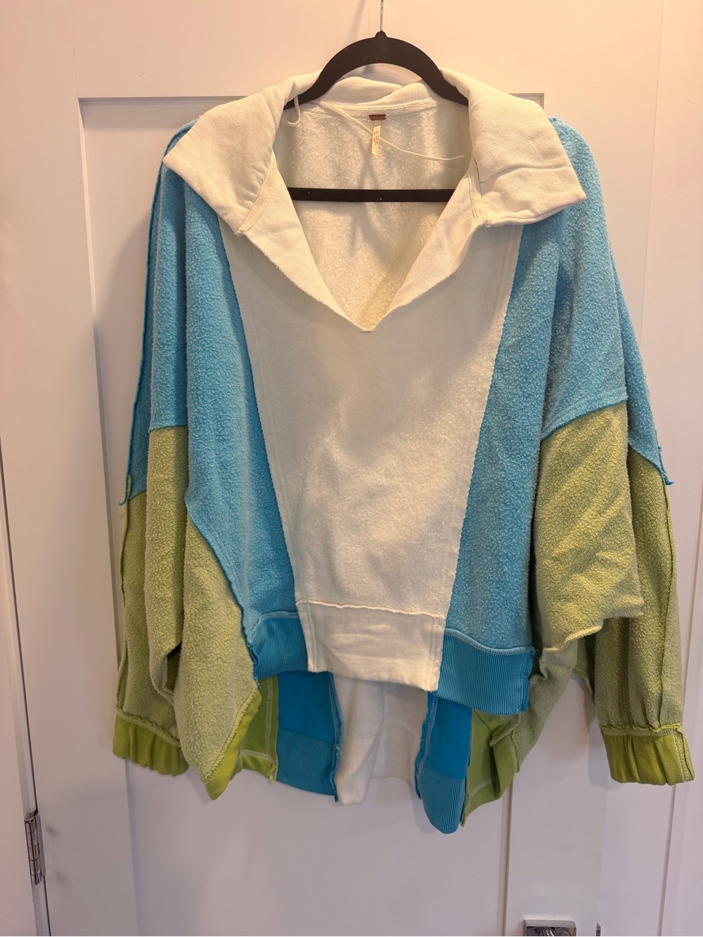 Free People Sidewalk Colorblock Oversized Sweatshirt Blue/Green